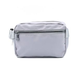 Nylon Rectangle Belt Bag Crossbody Sling Bag Silver Grey